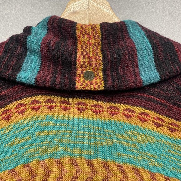Billabong Designers Closet Open Cardigan Knit Navajo Sweater Boho Turquoise M - Picture 5 of 7